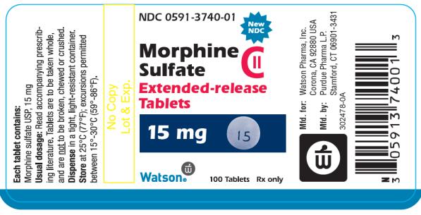 PRINCIPAL DISPLAY PANEL
NDC 0591-3740-01
Morphine Sulfate CII 15mg

