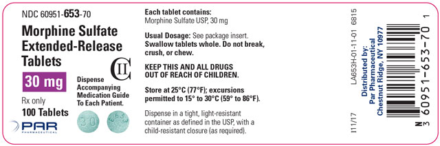 Image of the Morphine Sulfate Extended-Release Tablets 30 mg 100 tablets label