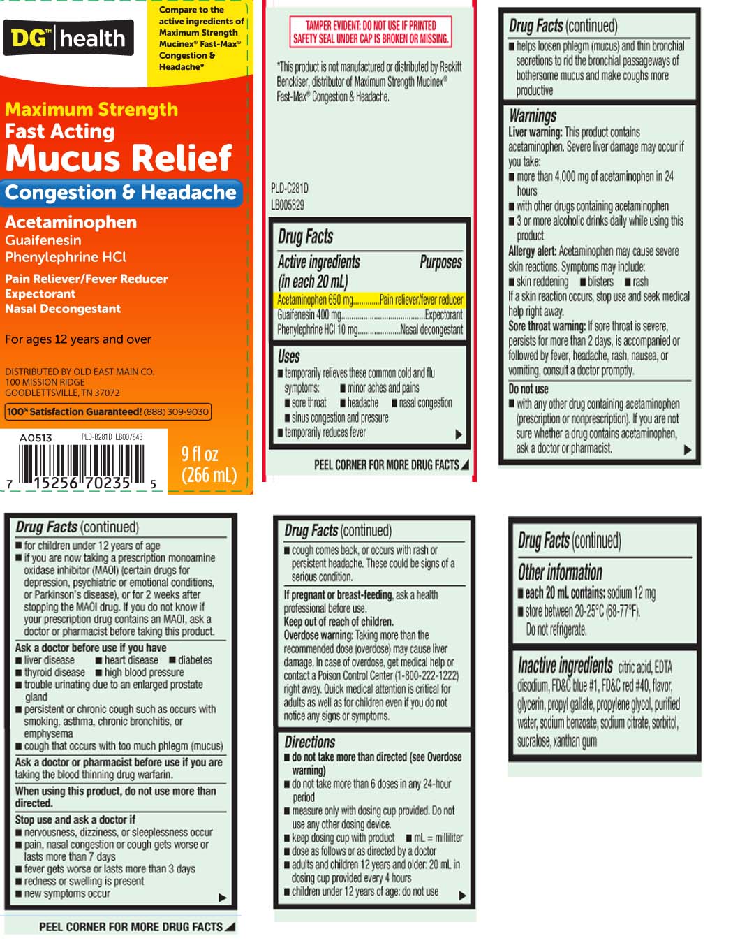 Acetaminophen 650 mg, Guaifenesin 400 mg, Phenylephrine HCl 10 mg