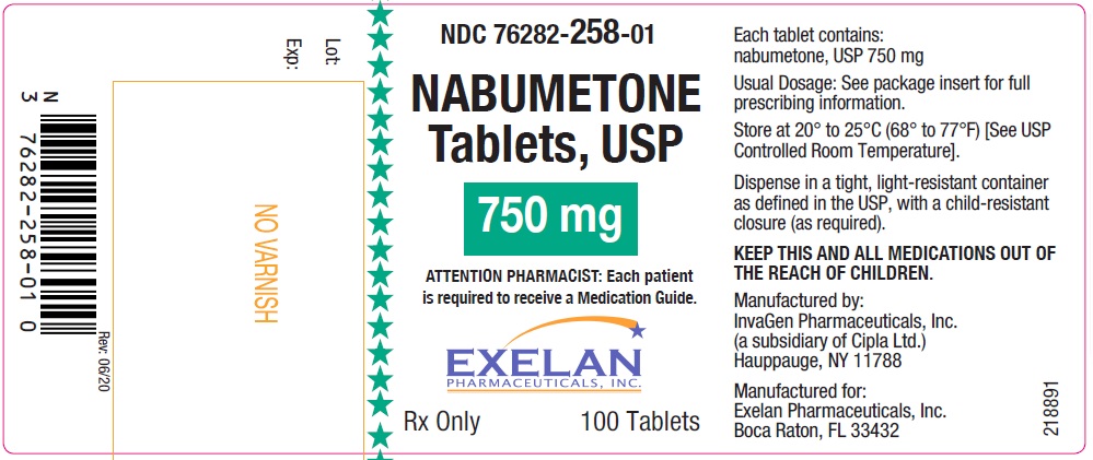 Nabumetone tablets, USP, 750 mg, 100 count InvaGen 