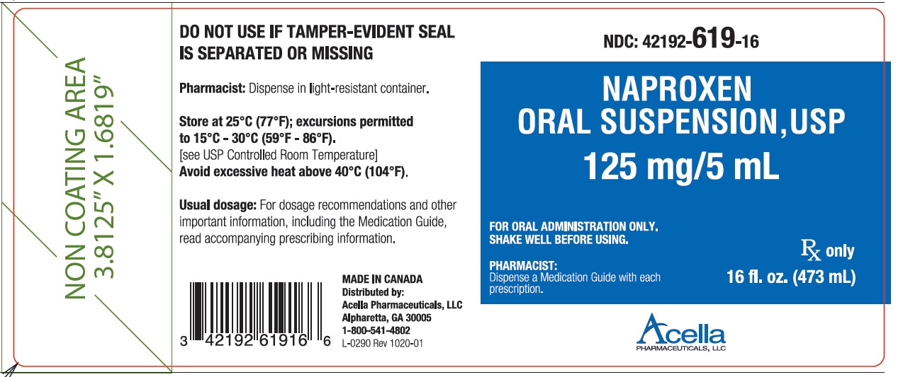 PRINCIPAL DISPLAY PANEL
					 NDC – 42192-619-16
				Naproxen
				(naproxen suspension)
				125 mg/5 mL (contains 39 mg sodium)
				473 mL Bottle
				Rx Only