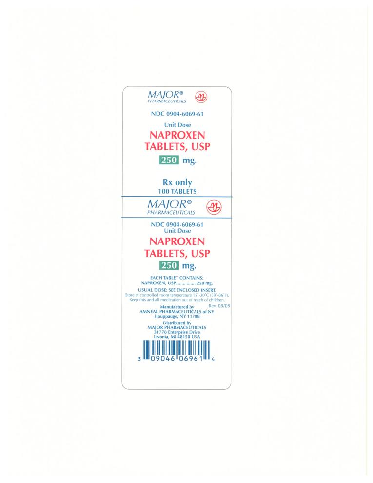 PRINCIPAL DISPLAY PANEL - 250 mg
NDC 0904-6069-61
Naproxen Tablets, USP
100 Tablets