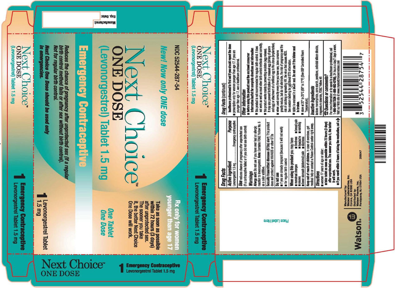 Principal Display Panel NDC 52544-287-54 Next Choice One Dose 1.5 mg Levonorgestrel Tablet