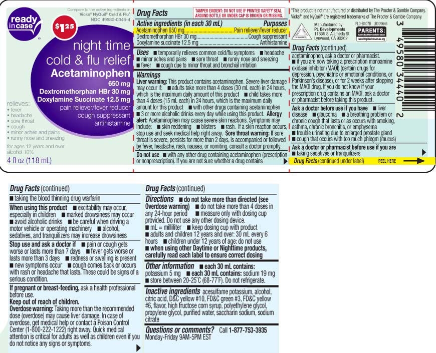 Acetaminophen 650 mg, Dextromethorphan HBr 30 mg, Doxylamine Succinate 12.5mg