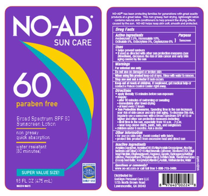 NO-AD
SUN CARE
60
paraben free
16 FL OZ (475 mL)
