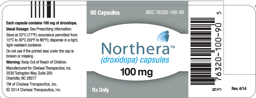 NDC 76320-100-90 90 Capsules Northera (droxidopa) capsules 100 mg Rx Only