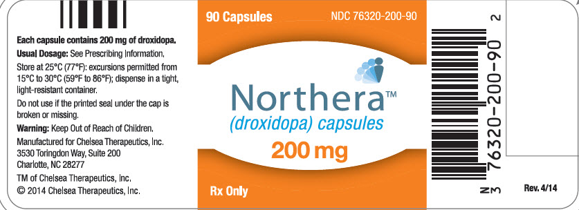 NDC 76320-200-90 90 Capsules Northera (droxidopa) capsules 200 mg Rx Only