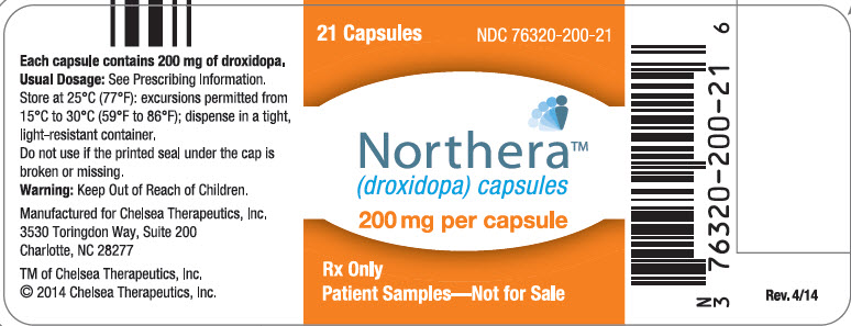 NDC 76320-200-21 21 Capsules Northera (droxidopa) capsules 200 mg Rx Only