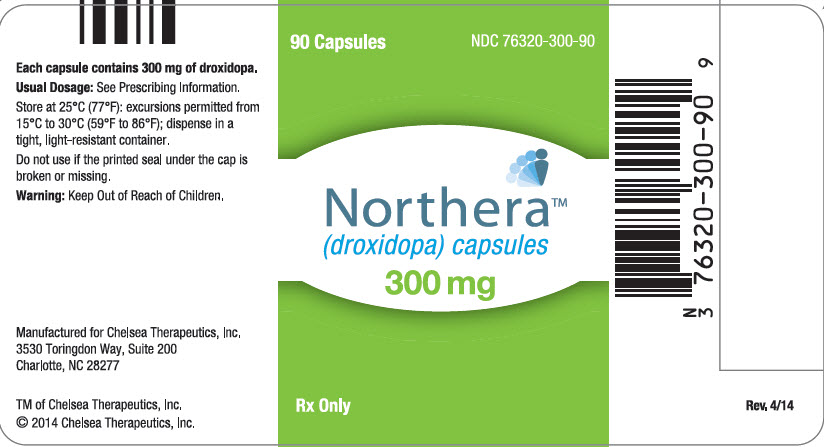 NDC 76320-300-90 90 Capsules Northera (droxidopa) capsules 300 mg Rx Only