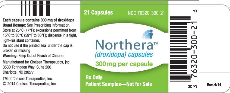 NDC 76320-300-21 21 Capsules Northera (droxidopa) capsules 300 mg Rx Only