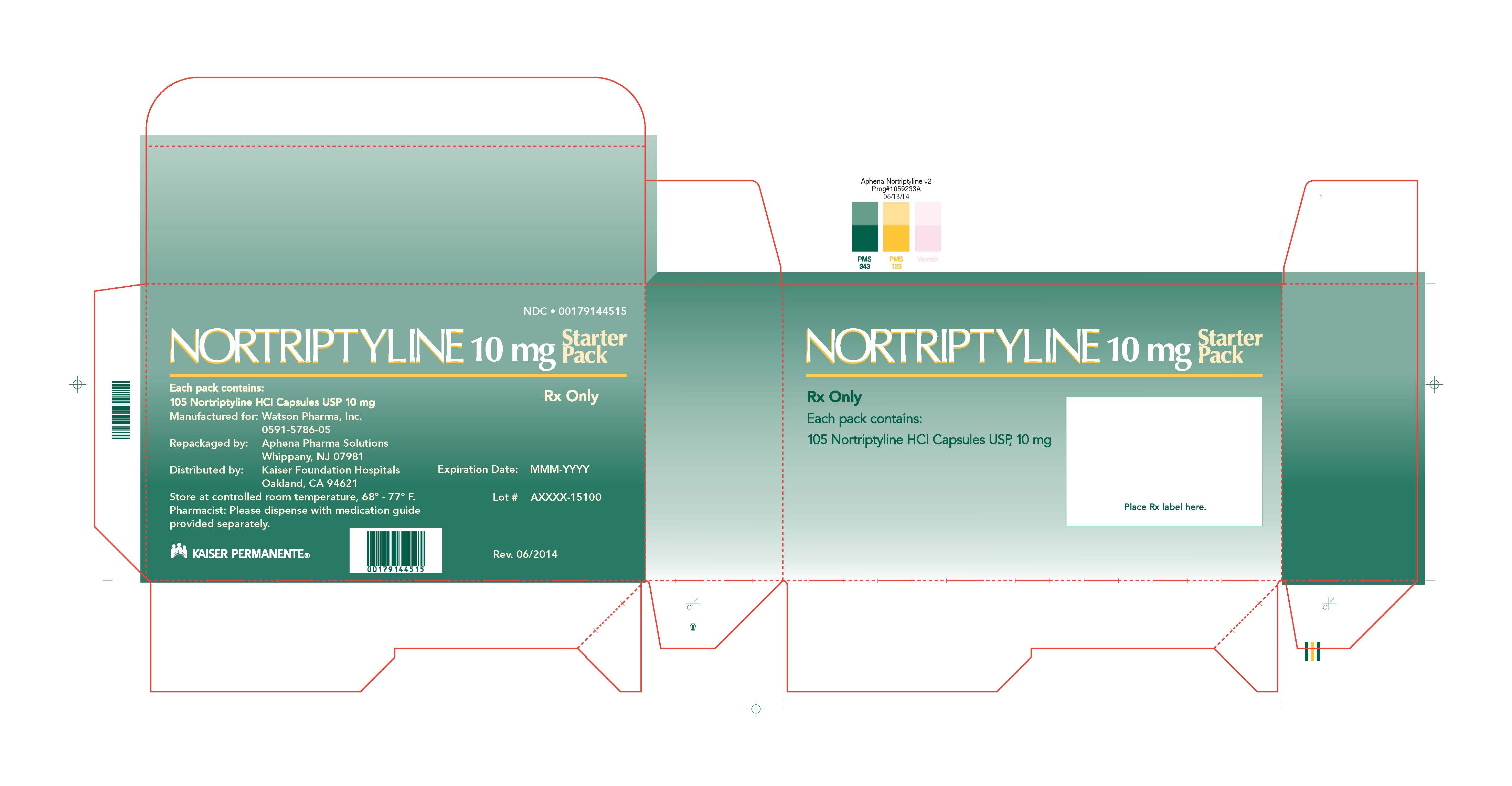 PRINCIPAL DISPLAY PANEL NDC 0179-1445-15 Nortriptyline Hydrochloride Capsules USP 10 mg*
