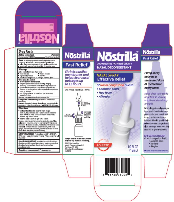 Nōstrilla® 
Oxymetazoline HCl Nasal Solution 
NASAL DECONGESTANT
1/2 FL. OZ  (15 mL)
