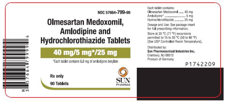 PRINCIPAL DISPLAY PANEL NDC 57664-799-99 Olmesartan Medoxomil, Amlodipine and Hydrochlorothiazide Tablets 40 mg/5 mg*/25 mg Rx Only 90 Tablets