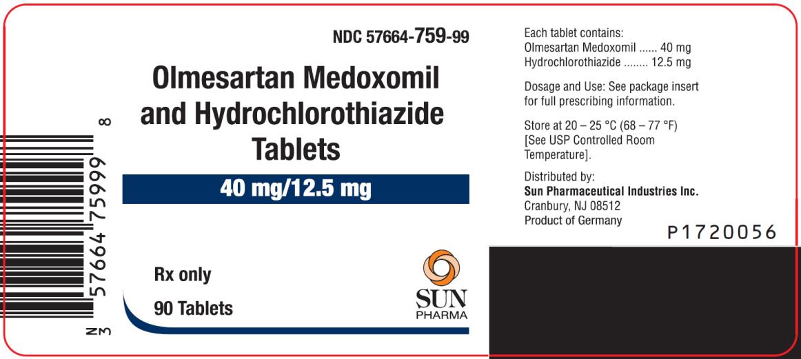 PRINCIPAL DISPLAY PANEL NDC 57664-759-99 Olmesartan Medoxomil and Hydrochlorothiazide Tablets 40 mg/12.5 mg Rx Only 90 Tablets