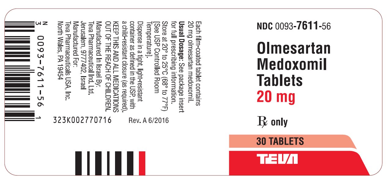 Olmesartan Medoxomil Tablets 20 mg 30s Label