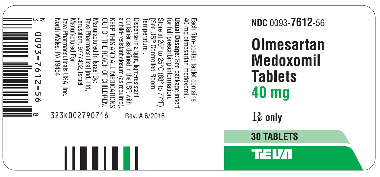 Olmesartan Medoxomil Tablets 40 mg 30s Label
