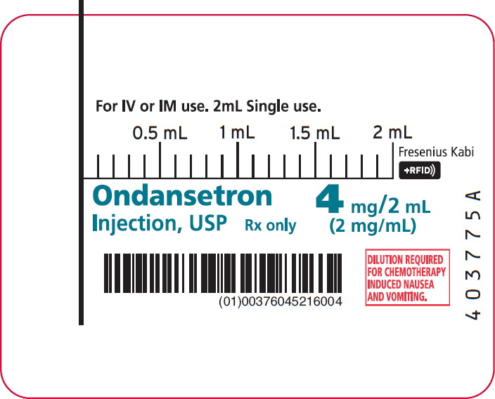 PACKAGE LABEL - PRINCIPAL DISPLAY - Ondansetron 2 mL Syringe Label
