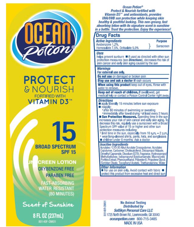 PRINCIPAL DISPLAY PANEL
Ocean Potion
Protect
& Nourish
Vitamin D3
SPF 15
Sunscreen Lotion
8 FL OZ (237mL)
