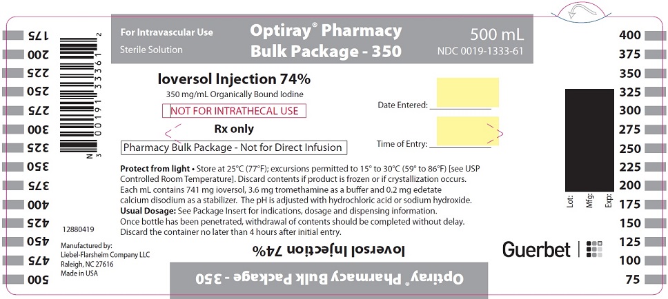 PACKAGE LABEL - PRINCIPAL DISPLAY PANEL - Optiray 350 PBP, 500 mL bottle label