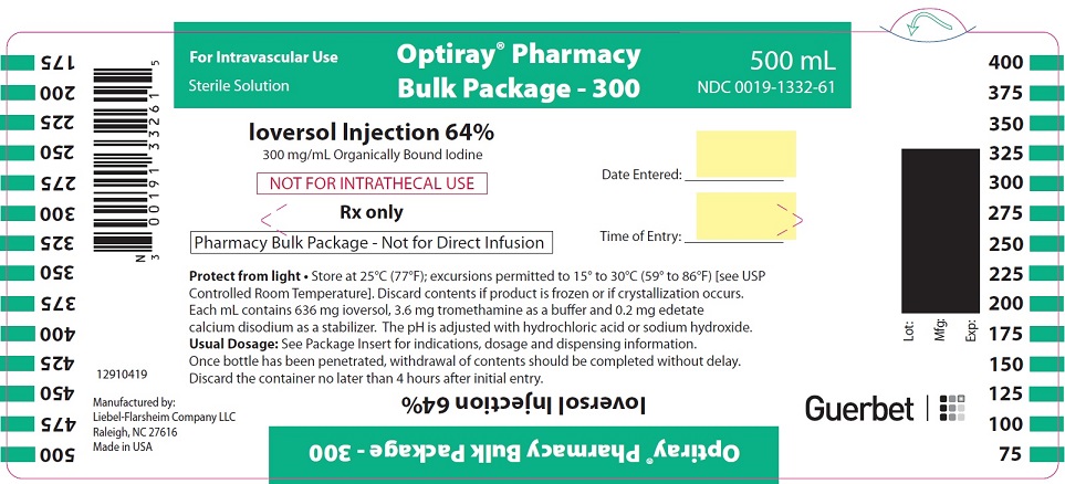 PACKAGE LABEL - PRINCIPAL DISPLAY PANEL - Optiray 300 PBP, 500 mL bottle label
