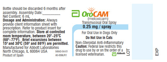 OroCAM 0.25 mg / Spray, 6 ml - Vial Label
