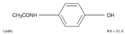 This is the image of the structural formula for acetaminophen.