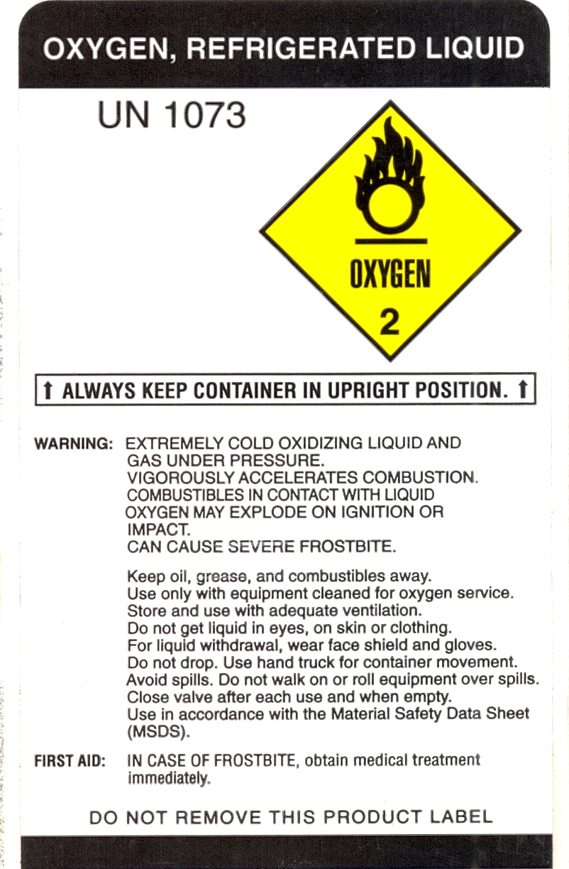 Oxygen Refrigerated label