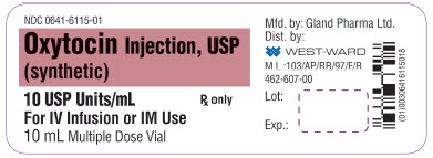 NDC 0641-6115-01 Oxytocin Injection, USP (synthetic) 10 USP Units/mL For IV Infusion or IM Use 10 mL Multiple Dose Vial