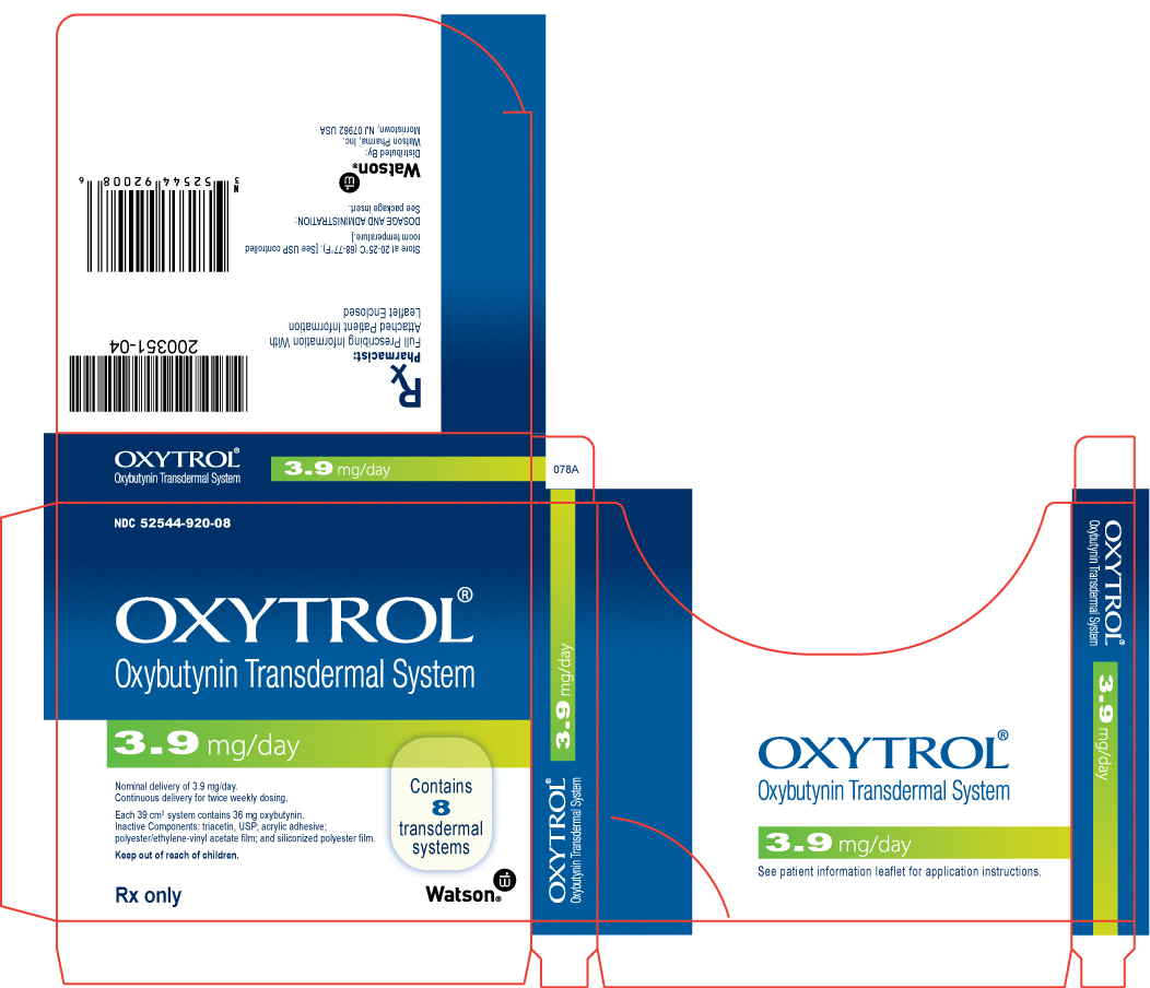 Oxytrol Oxybutynin Transdermal System 3.9 mg/day carton x 8 transdermal systems (outside)