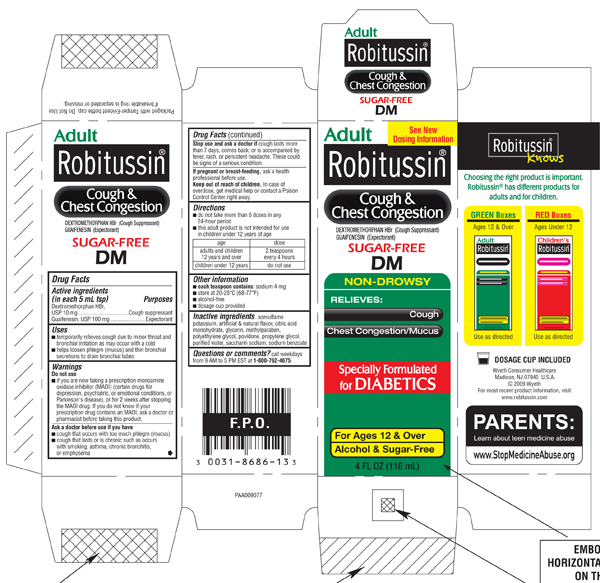 Robitussin Cough & Chest Congestion Sugar-Free DM Packaging