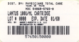 image of package label for 100u/mL cartridge