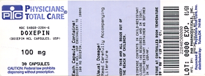 image of Doxepin HCl 100 mg package label