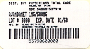 image of package label for 1mg/500mg tablets
