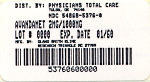 image of package label for 2mg/1,000mg tablets