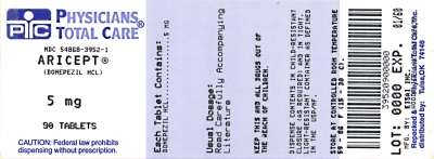 image of Aricept package label for 5 mg tablets