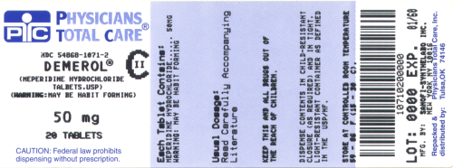 image of package label 50mg 20 count