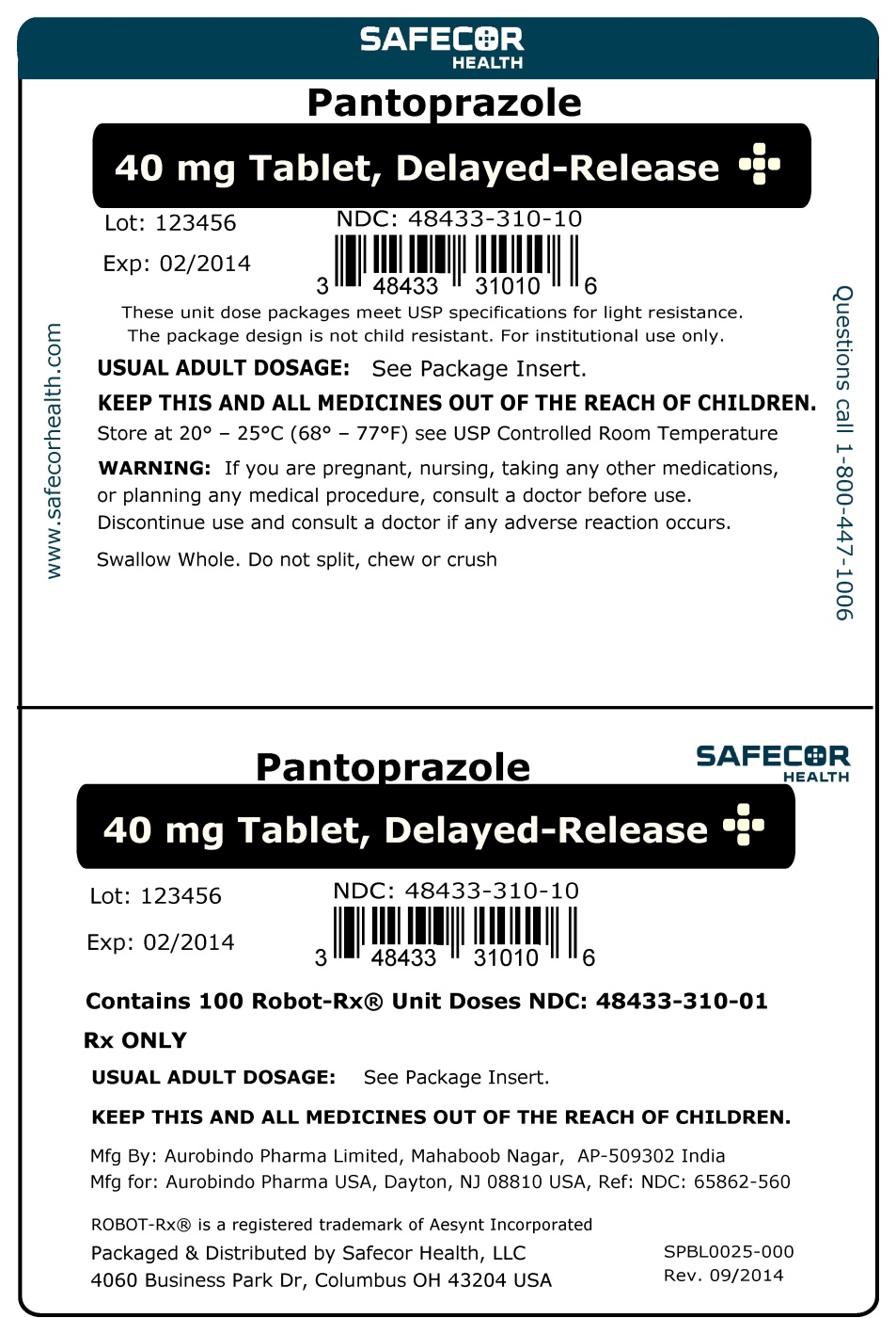 Pantoprazole 40 mg Robot UD Box Label
