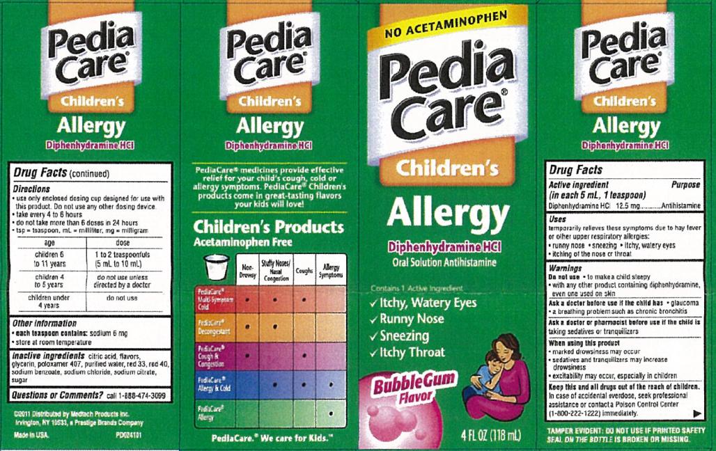 Principal Display Panel PediaCare® Children’s Allergy BubbleGum Flavor 4 FL OZ (118 mL)