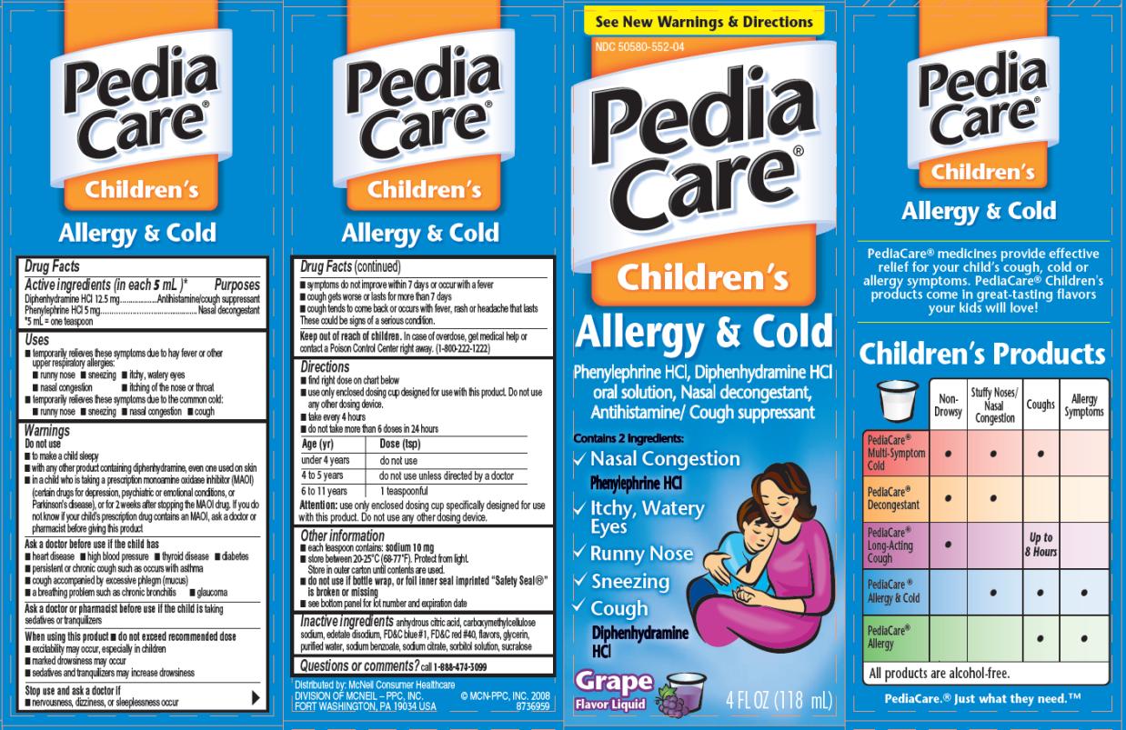 PRINCIPAL DISPLAY PANEL PediaCare Children’s Allergy & Cold Phenylephrine HCI, Diphenhydramine HCI 4 FL OZ (118 mL)