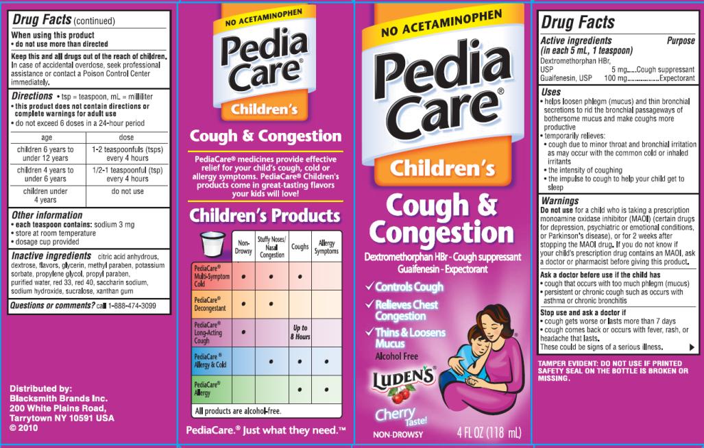 PRINCIPAL DISPLAY PANEL PediaCare Children’s Cough & Congestion Cherry Flavor
