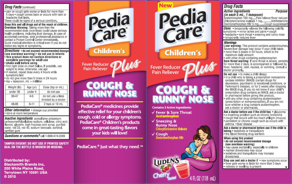 PRINCIPAL DISPLAY PANEL PediaCare Childrens Fever Reducer Pain Reliever Plus Cough & Runny Nose Cherry Taste
