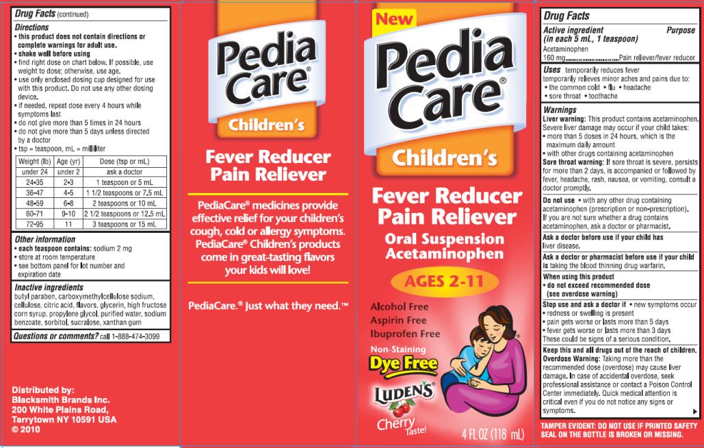 PRINCIPAL DISPLAY PANEL PediaCare Children's Fever Reducer Pain Reliever Dye Free Cherry Flavor