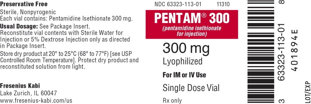 PACKAGE LABEL - PRINCIPAL DISPLAY – Pentam® 300 mg Single Dose Vial Label

