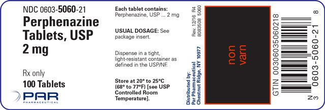 Image of the 100ct label for Perphenazine Tablets, USP 2 mg