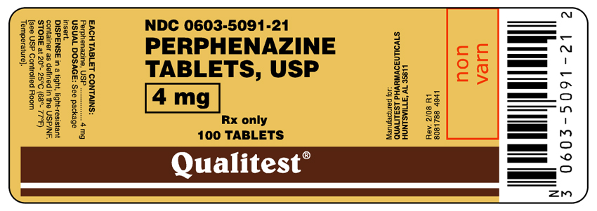 Principal Display Panel for Perphenazine Tablets 4 mg 100 Tablets