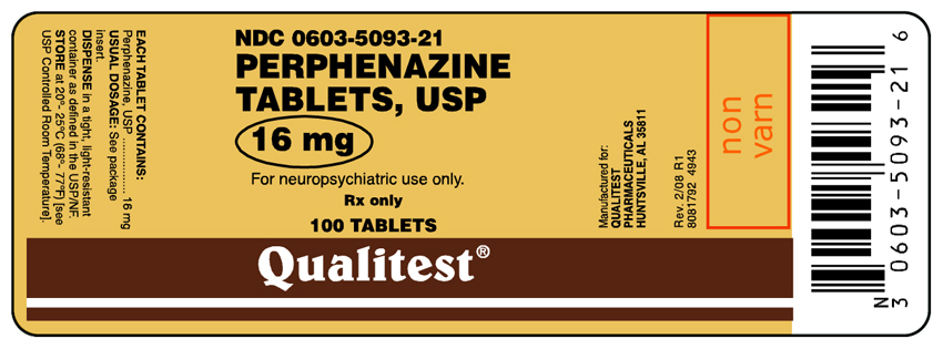 Principal Display Panel for Perphenazine Tablets 16 mg 100 Tablets