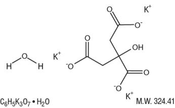 The chemical structure of Potassium Citrate Monohydrate