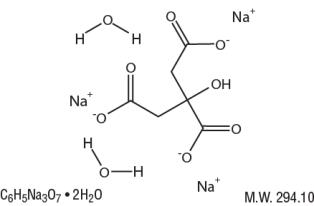 The chemical structure of Sodium Citrate Dihydrate