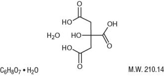 The chemical structure of Citric Acid Monohydrate
