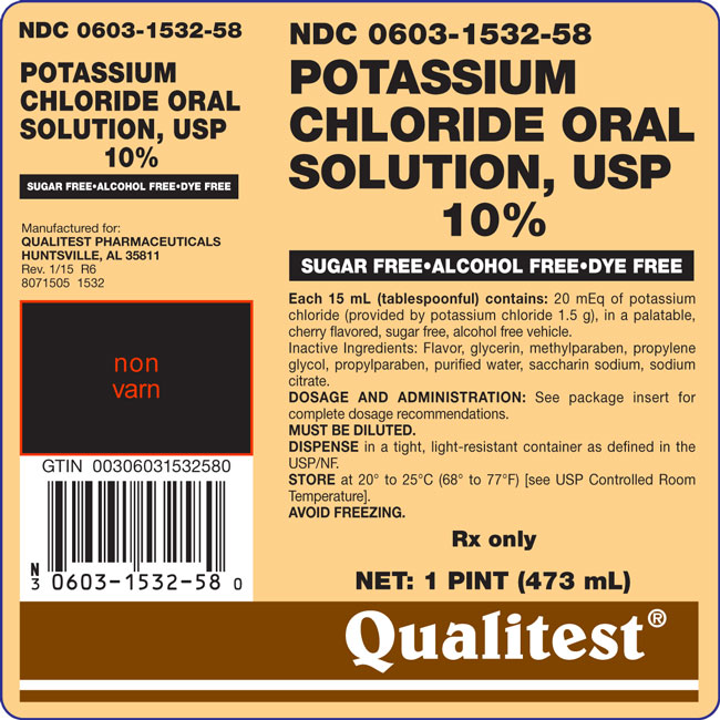 Potassium Chloride Oral Solution, USP 10% 1 pint label